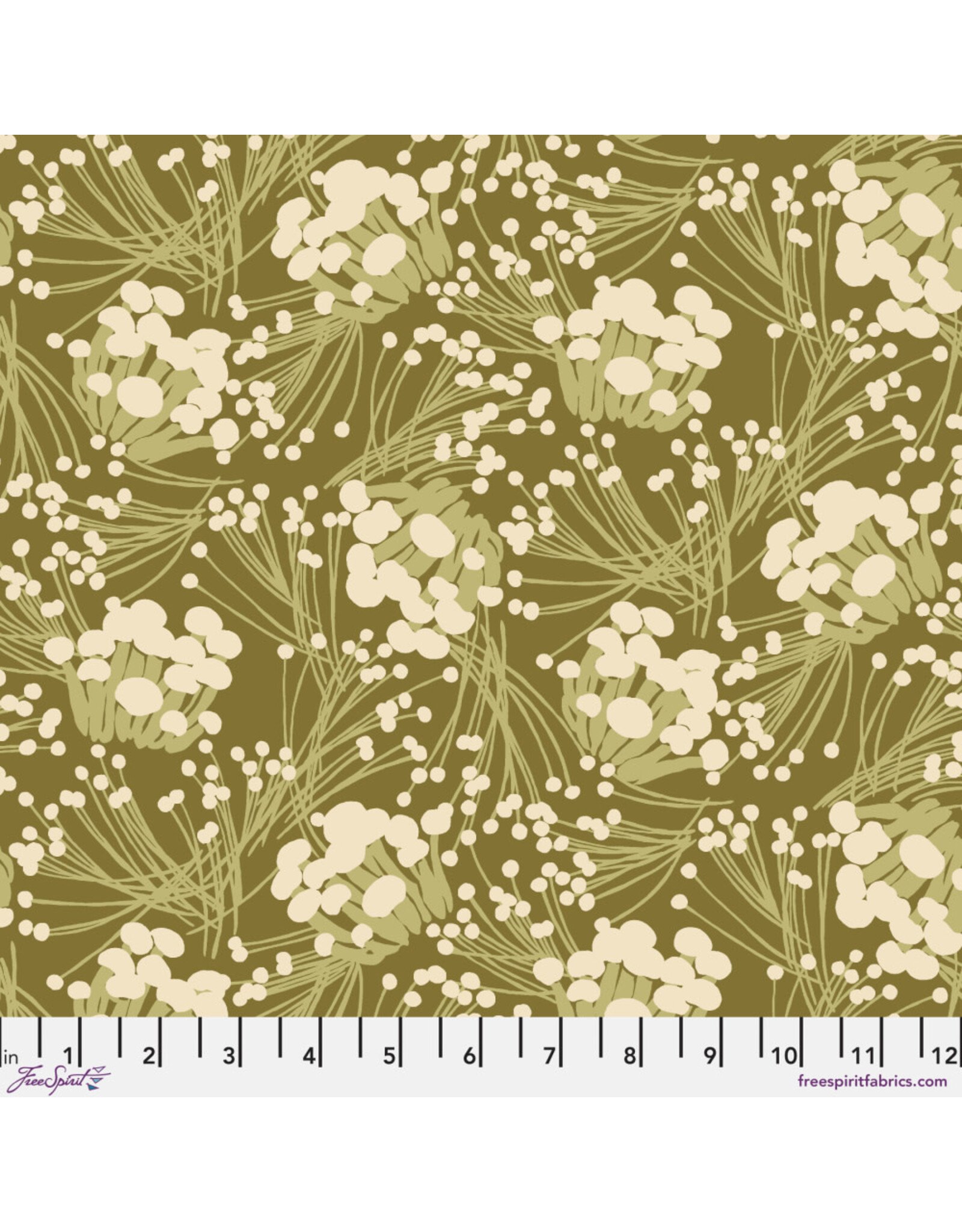 Martha Negley Forage, Enoki in Moss, Fabric Half-Yards