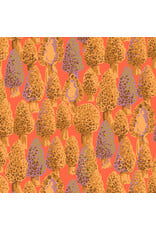 Martha Negley Forage, Morel in Coral, Fabric Half-Yards
