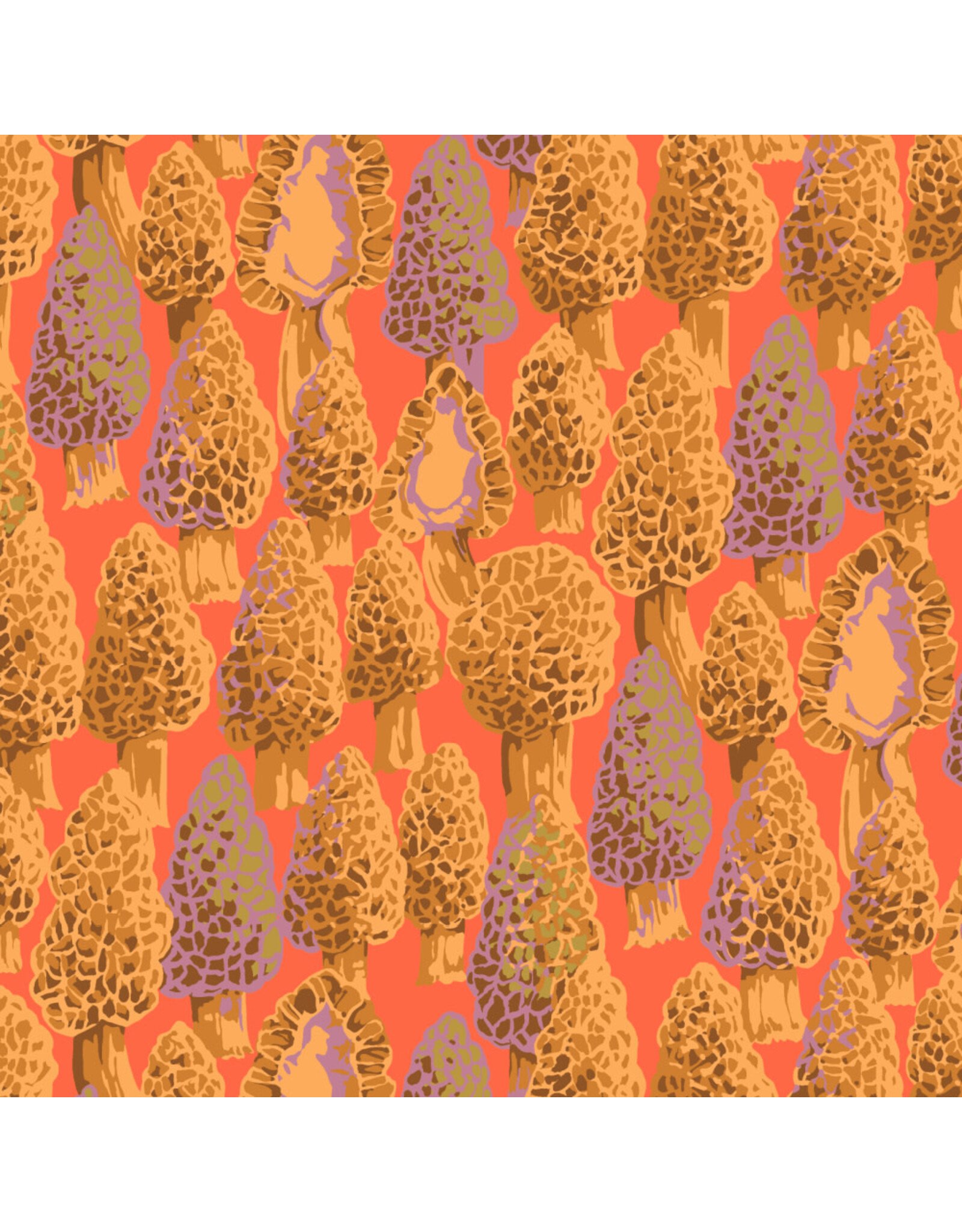 Martha Negley Forage, Morel in Coral, Fabric Half-Yards