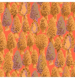 Martha Negley Forage, Morel in Coral, Fabric Half-Yards