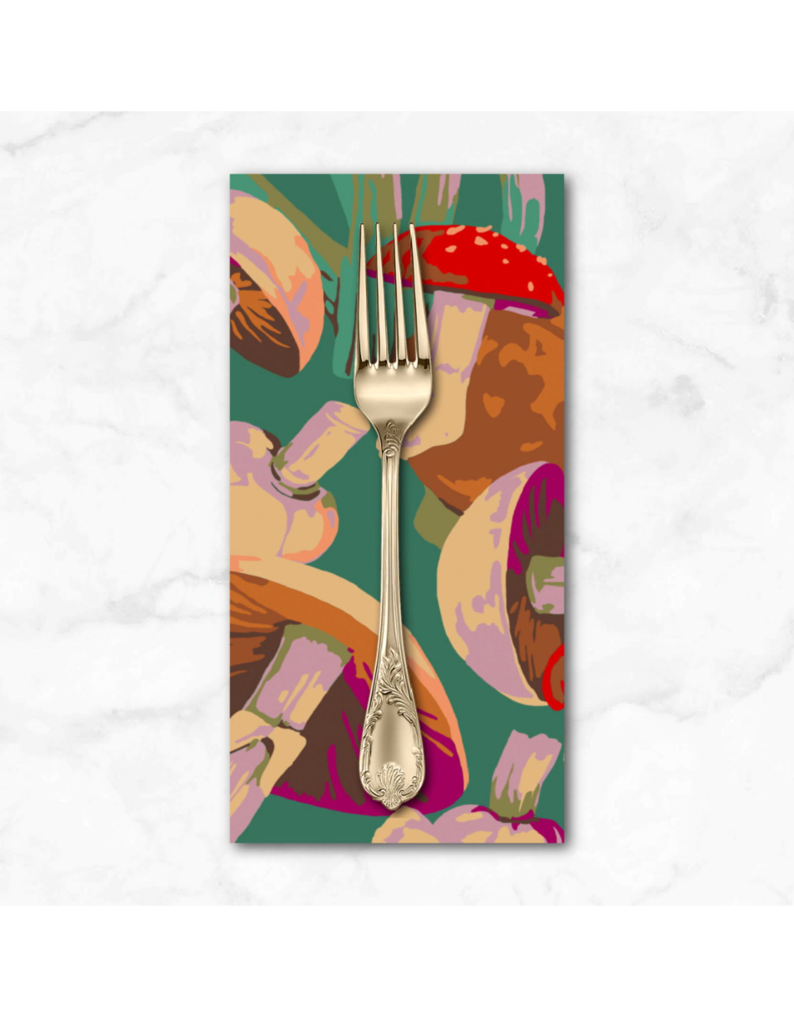 PD's Martha Negley Collection Forage, Mushroom Medley in Green, Dinner Napkin