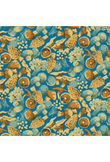 Martha Negley Forage, Mushroom Mix in Blue, Fabric Half-Yards