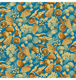 Martha Negley Forage, Mushroom Mix in Blue, Fabric Half-Yards