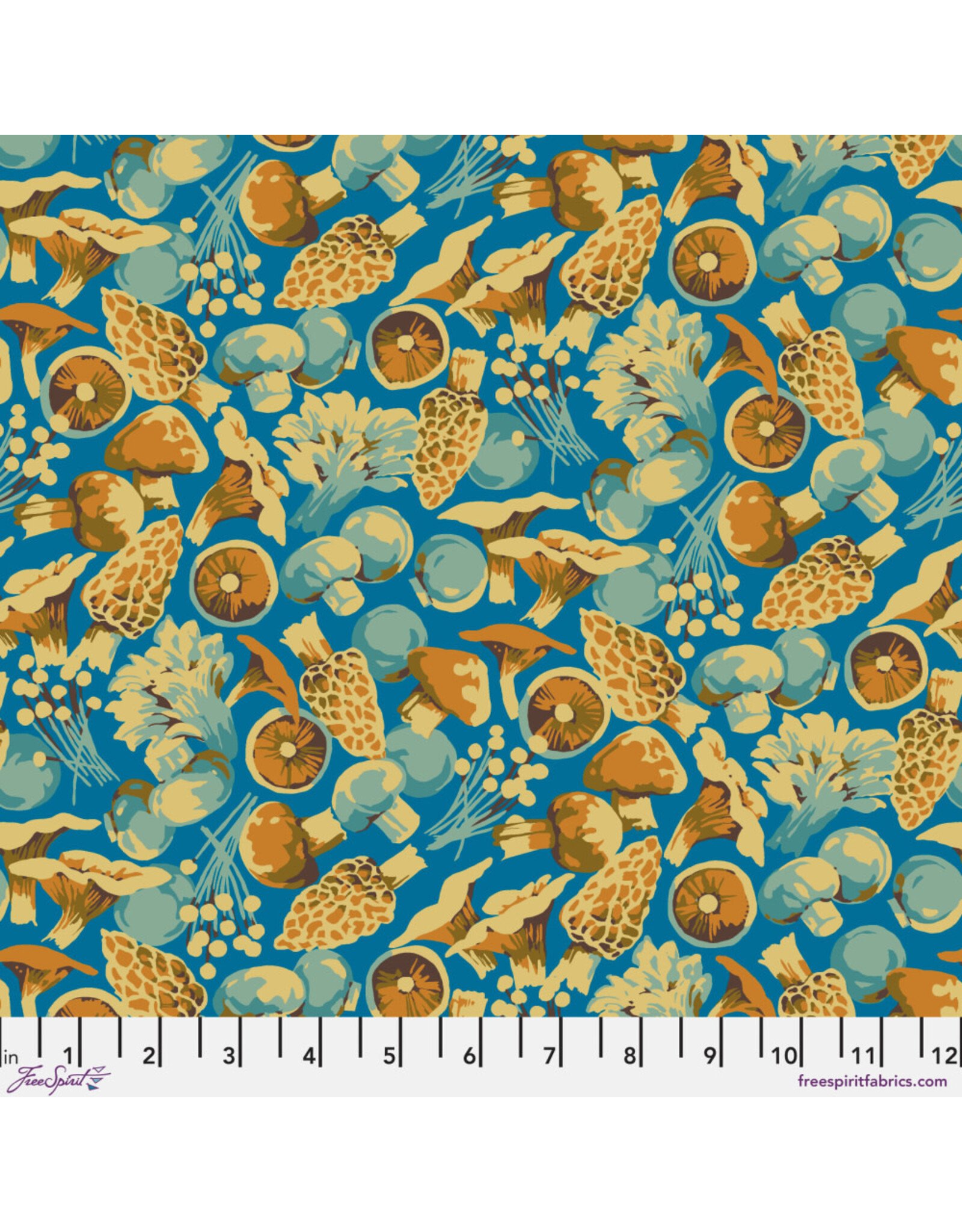 Martha Negley Forage, Mushroom Mix in Blue, Fabric Half-Yards