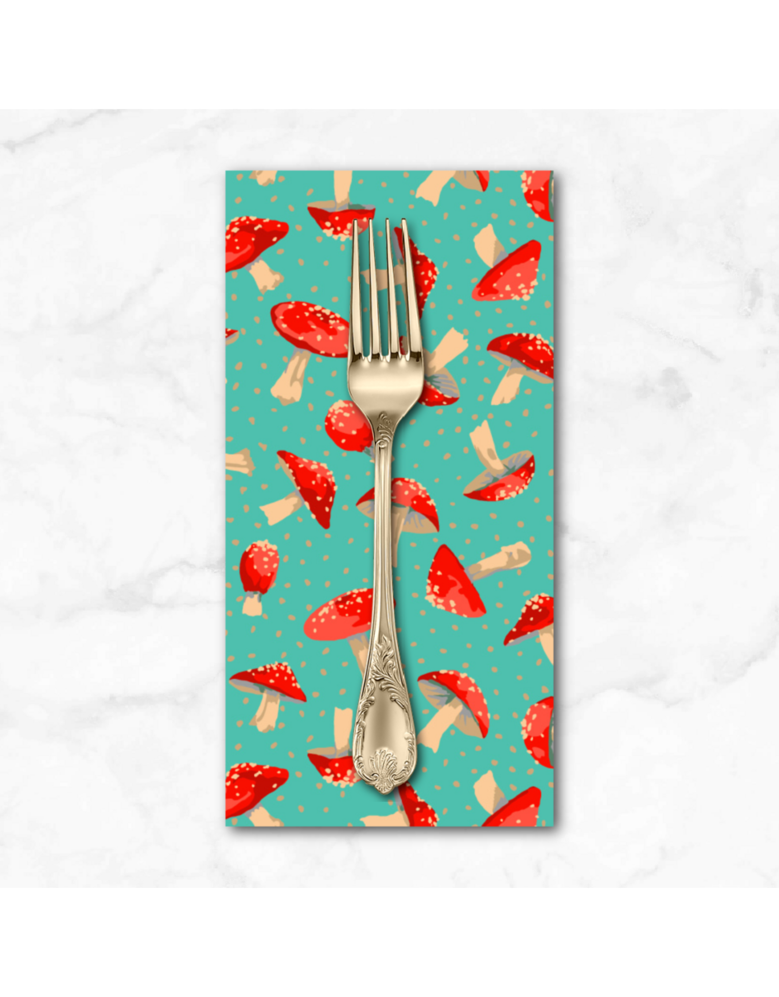 PD's Martha Negley Collection Forage, Small Toadstool in Aqua, Dinner Napkin