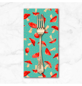 PD's Martha Negley Collection Forage, Small Toadstool in Aqua, Dinner Napkin