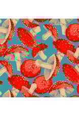 Martha Negley Forage, Toadstool in Blue, Fabric Half-Yards