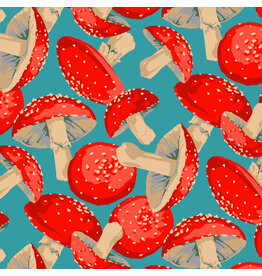 Martha Negley Forage, Toadstool in Blue, Fabric Half-Yards