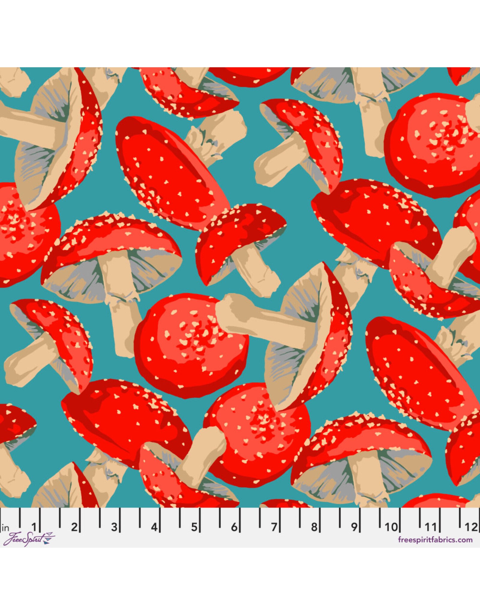 Martha Negley Forage, Toadstool in Blue, Fabric Half-Yards