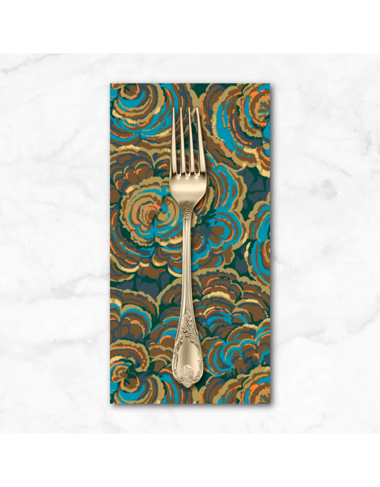 PD's Martha Negley Collection Forage, Turkey Tail in Dark Blue, Dinner Napkin