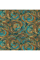 Martha Negley Forage, Turkey Tail in Dark Blue, Fabric Half-Yards