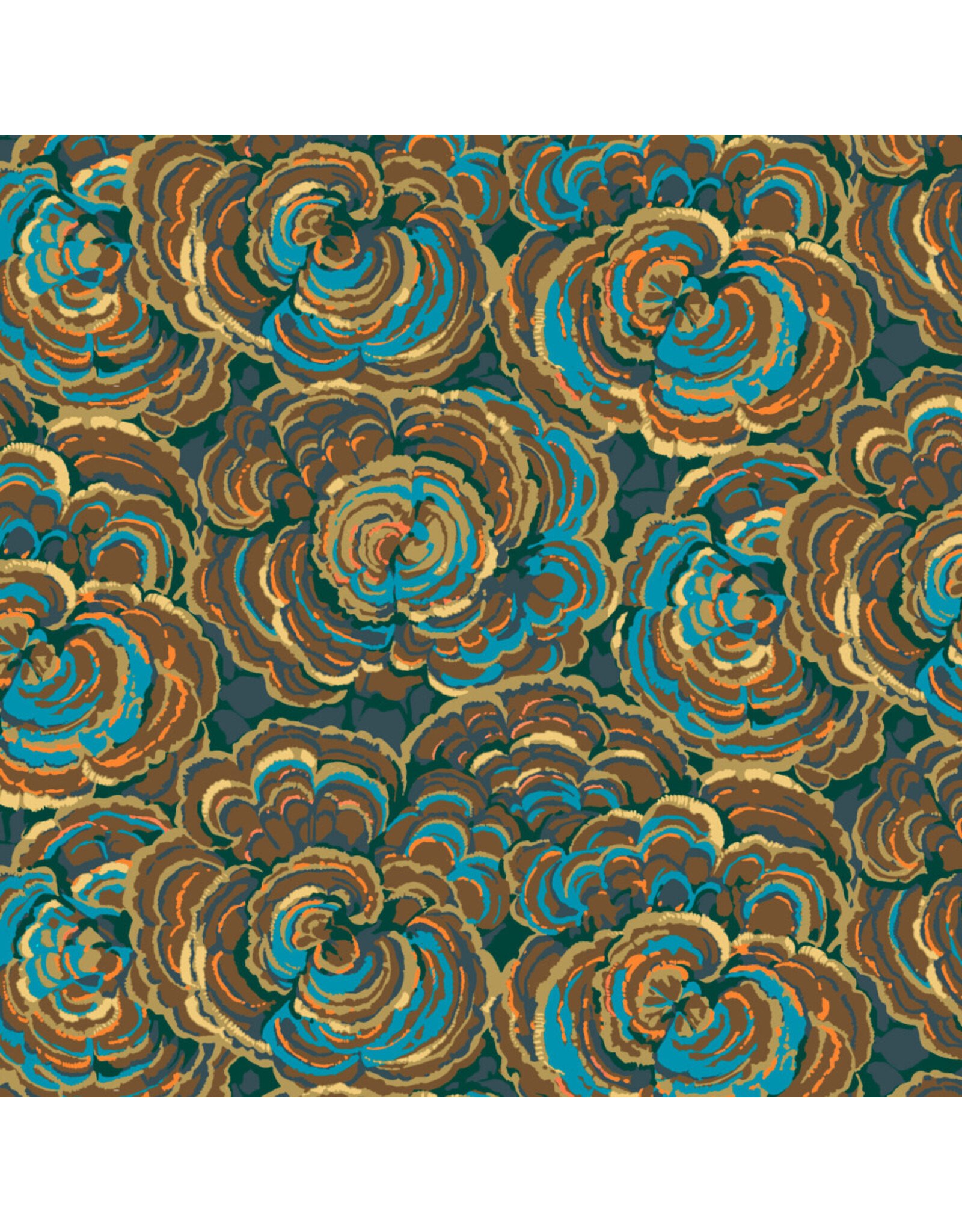Martha Negley Forage, Turkey Tail in Dark Blue, Fabric Half-Yards