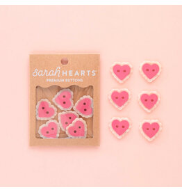 Sarah Hearts Buttons, Pink Sweet Heart, Large 1""