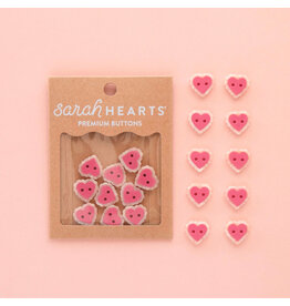 Sarah Hearts Buttons, Pink Sweet Heart, Small 5/8"