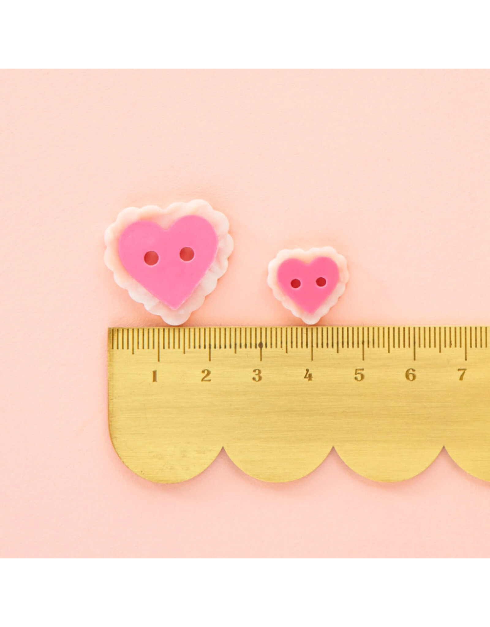 Sarah Hearts Buttons, Pink Sweet Heart, Small 5/8"