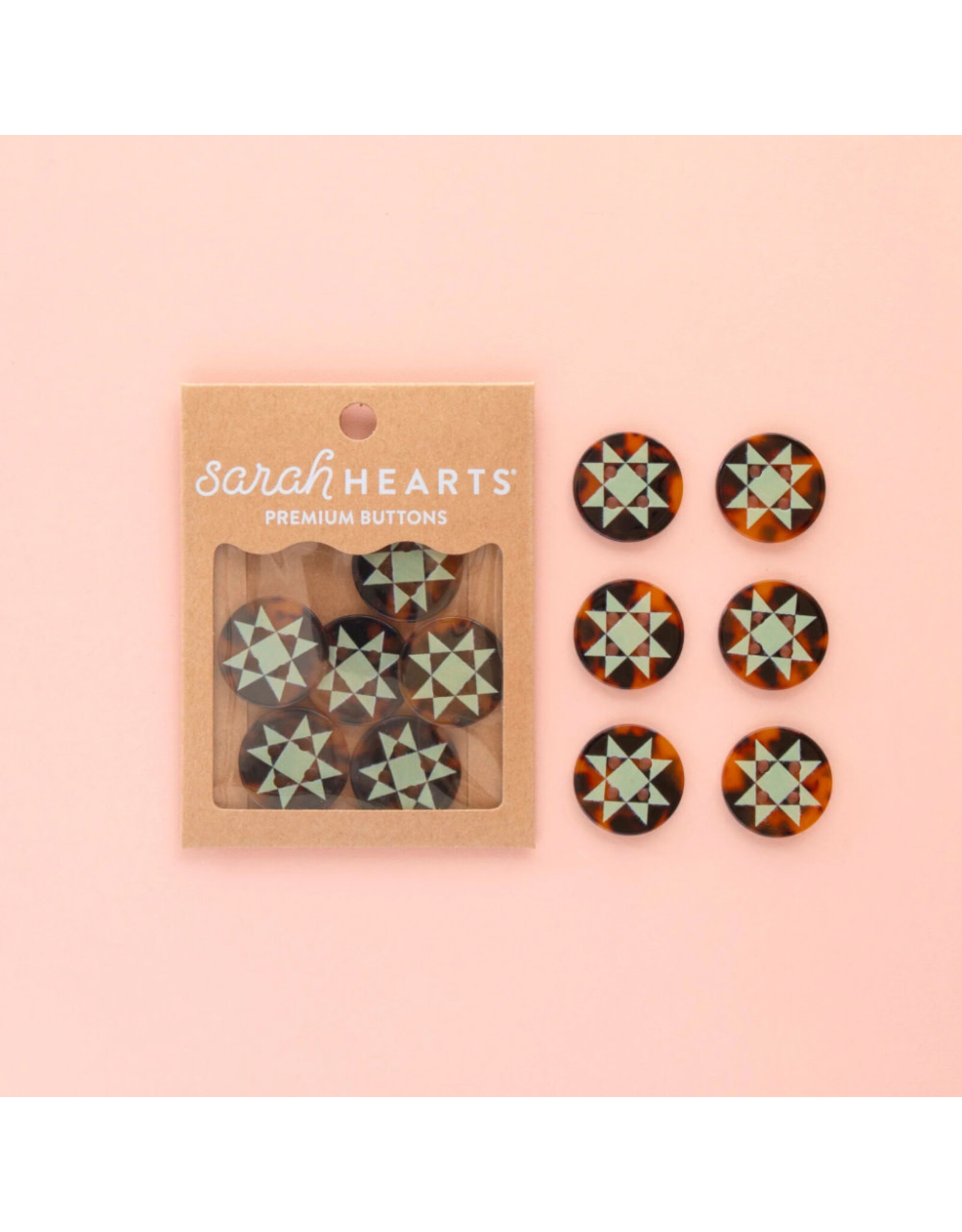 Sarah Hearts Buttons, Quilt Star, Large 1""