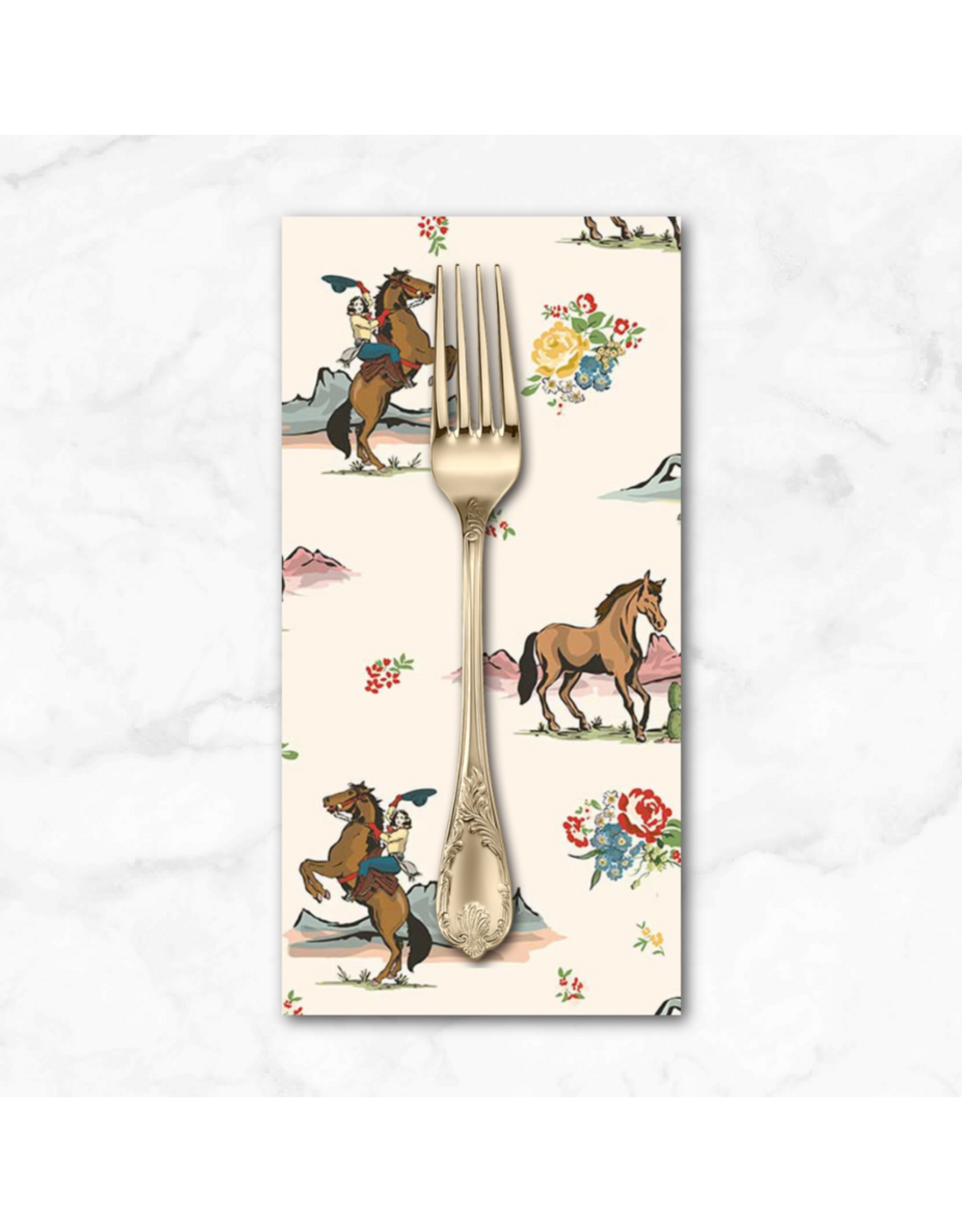 PD's Riley Blake Collection Cowgirl, Main in Cream, Dinner Napkin