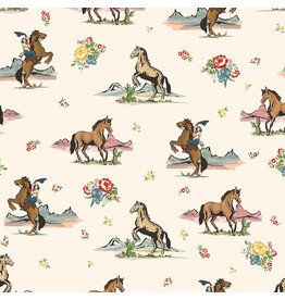 Riley Blake Fabrics Cowgirl, Main in Cream, Fabric Half-Yards