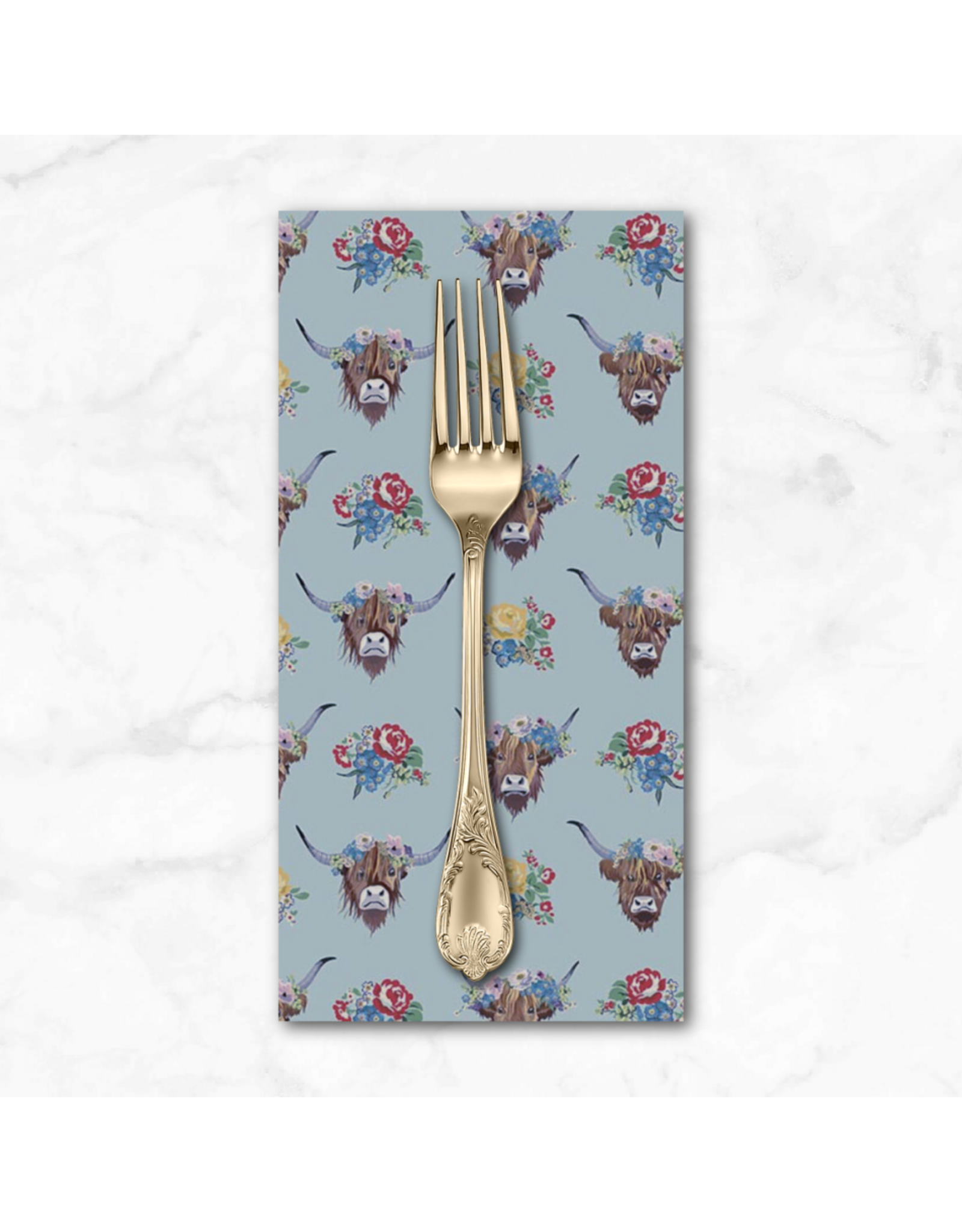 PD's Riley Blake Collection Cowgirl, Highland Cows in Misty, Dinner Napkin