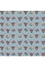 Riley Blake Fabrics Cowgirl, Highland Cows in Misty, Fabric Half-Yards