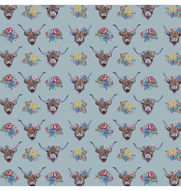 Riley Blake Fabrics Cowgirl, Highland Cows in Misty, Fabric Half-Yards