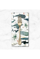 PD's Windham Collection Deep Blue, Creatures of the Sea in Foam, Dinner Napkin