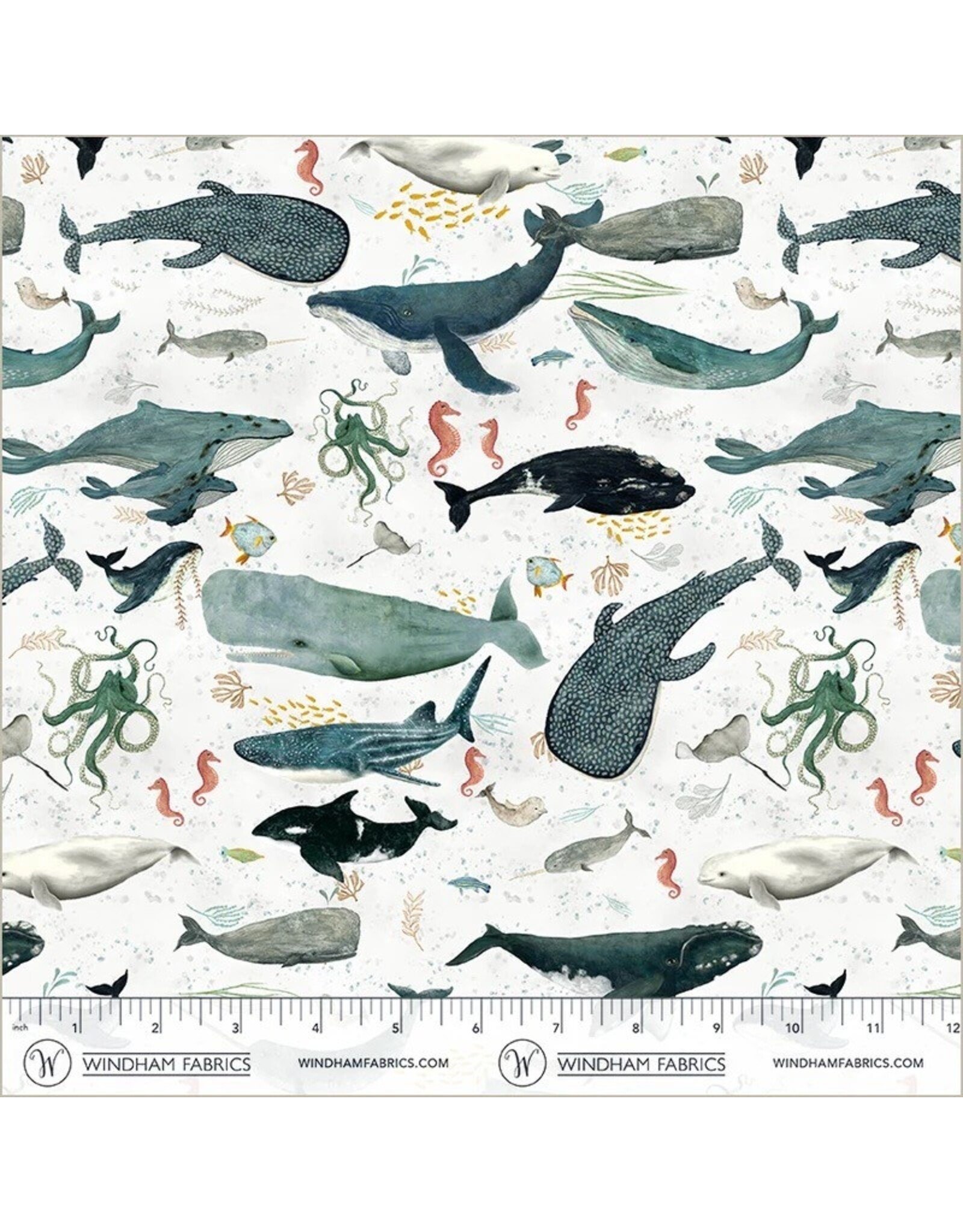PD's Windham Collection Deep Blue, Creatures of the Sea in Foam, Dinner Napkin