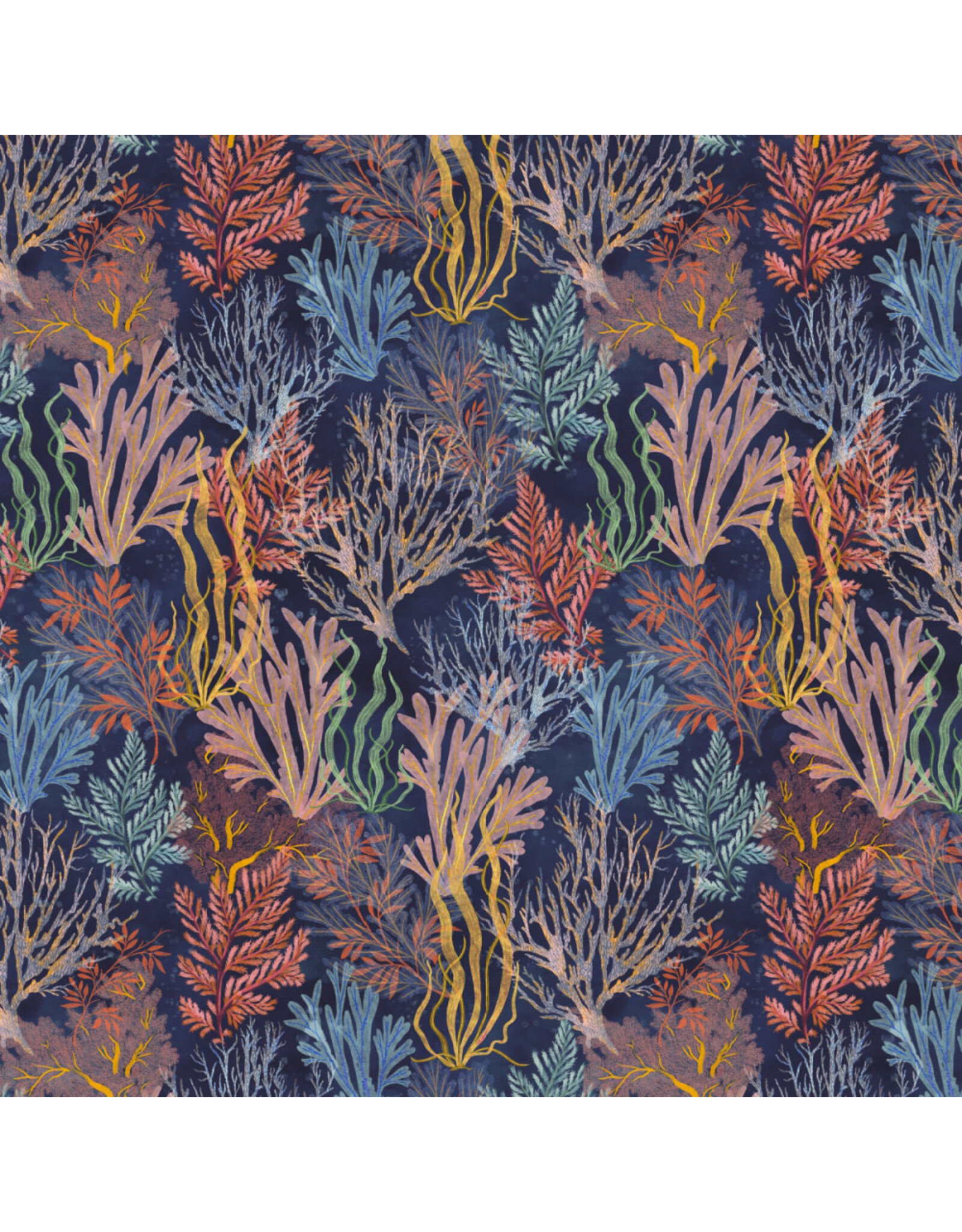 Windham Fabrics Deep Blue, Garden Reef in Deep Blue, Fabric Half-Yards