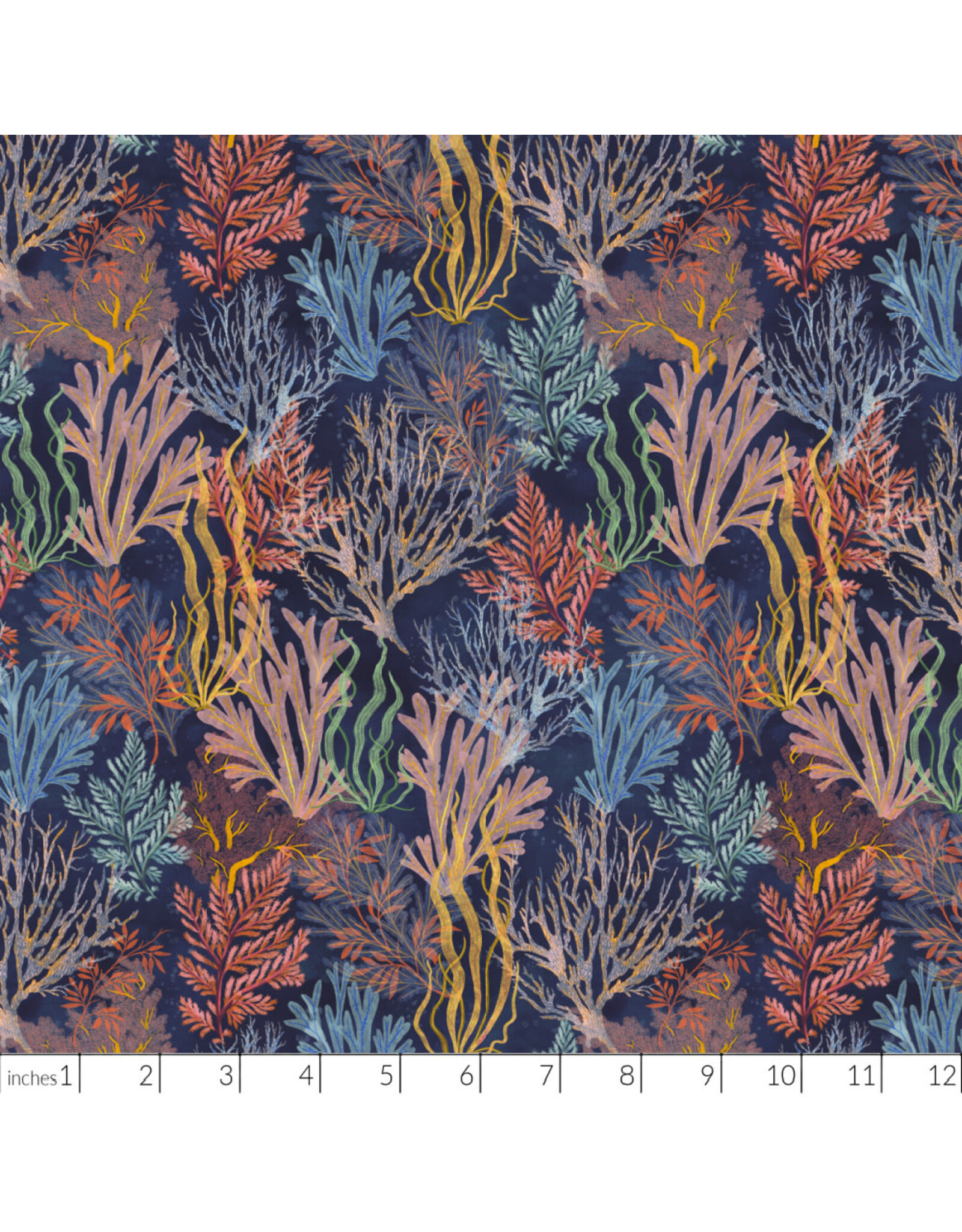 Windham Fabrics Deep Blue, Garden Reef in Deep Blue, Fabric Half-Yards