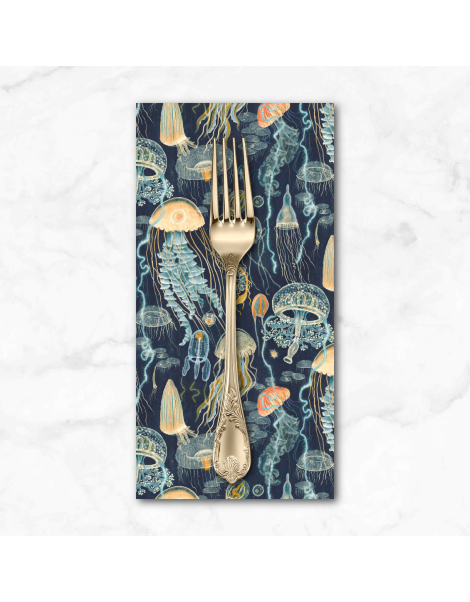 PD's Windham Collection Deep Blue, Jellyfish Field in Deep Blue, Dinner Napkin