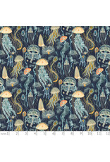 PD's Windham Collection Deep Blue, Jellyfish Field in Deep Blue, Dinner Napkin