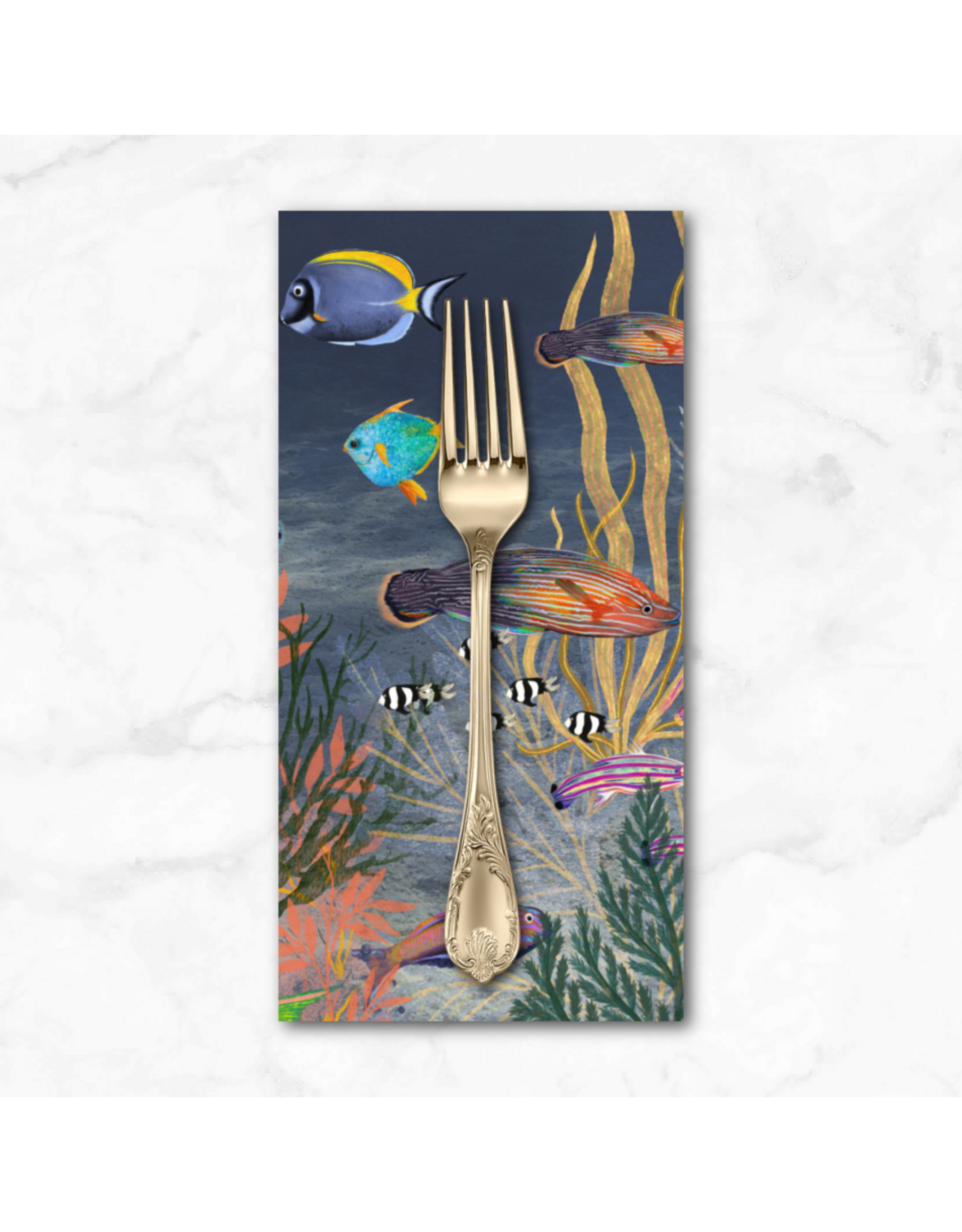 PD's Windham Collection Deep Blue, Ocean Flow Double Border in Deep Blue, Dinner Napkin