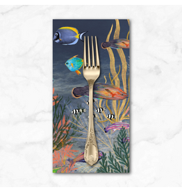 PD's Windham Collection Deep Blue, Ocean Flow Double Border in Deep Blue, Dinner Napkin