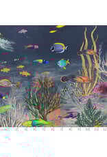 PD's Windham Collection Deep Blue, Ocean Flow Double Border in Deep Blue, Dinner Napkin