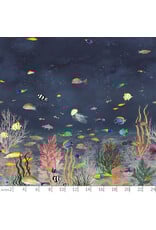 PD's Windham Collection Deep Blue, Ocean Flow Double Border in Deep Blue, Dinner Napkin