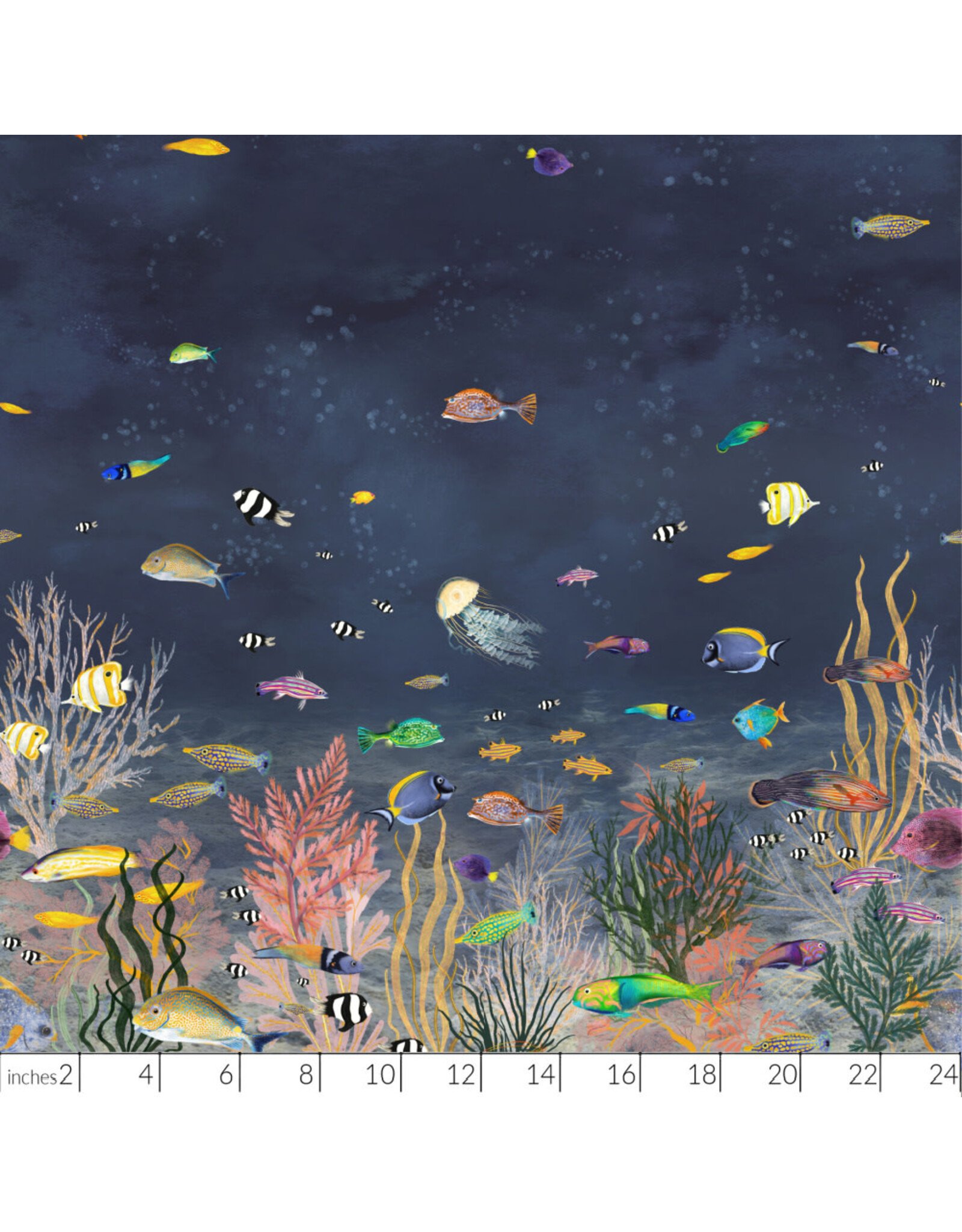 PD's Windham Collection Deep Blue, Ocean Flow Double Border in Deep Blue, Dinner Napkin