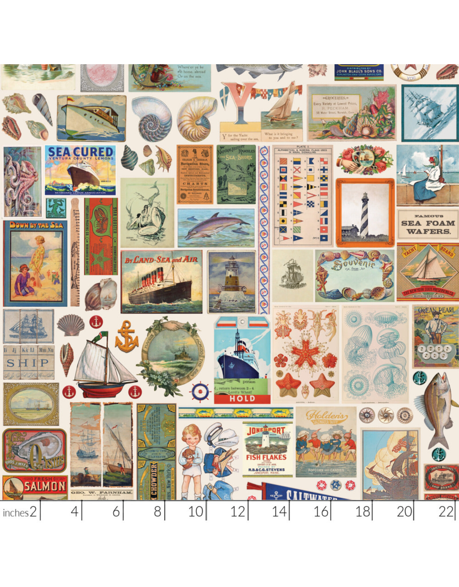 PD's Moda Collection Saltwater, Flat Lay Patchwork in Nautical, Dinner Napkin