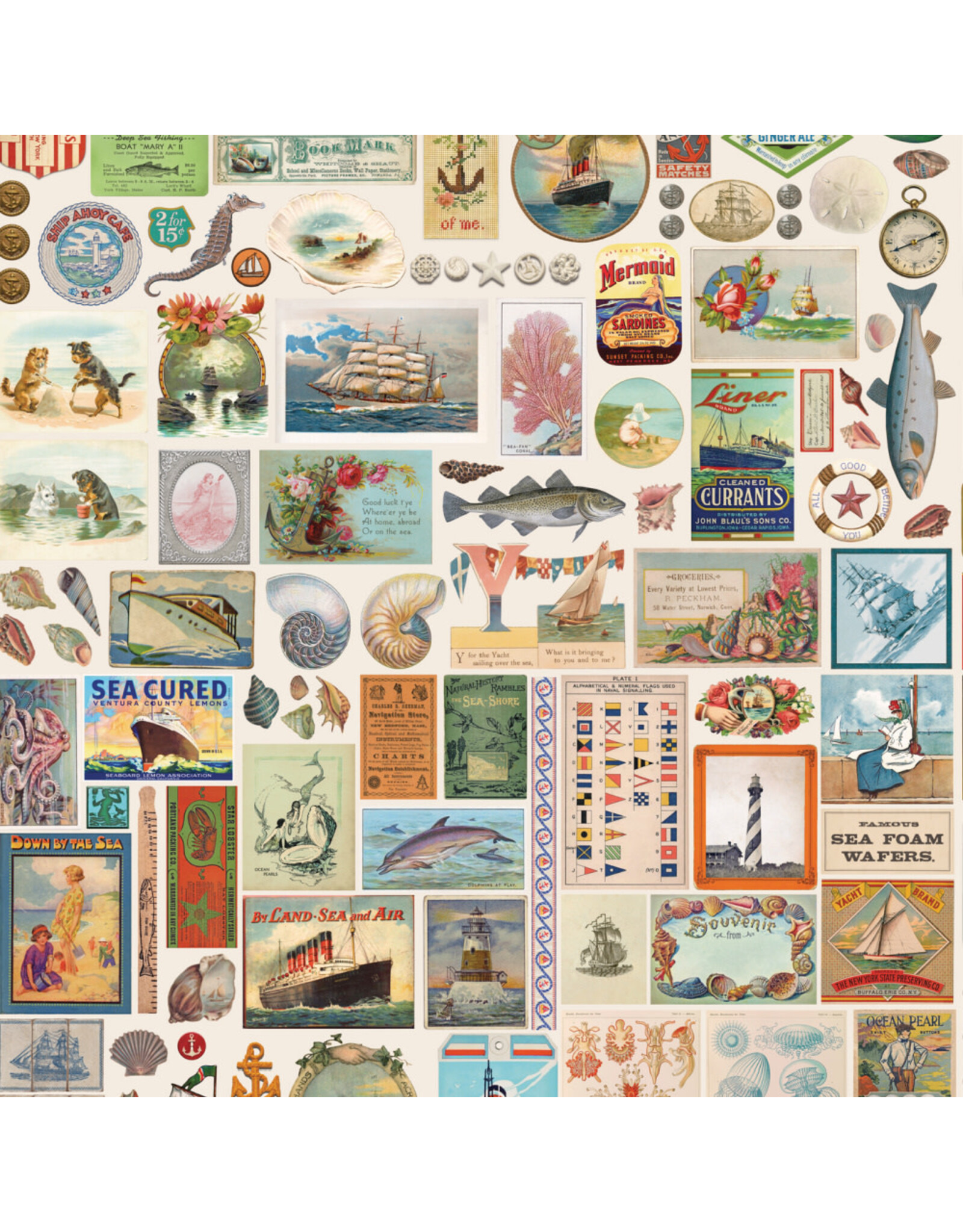 Moda Saltwater, Flat Lay Patchwork in Nautical, Fabric Half-Yards