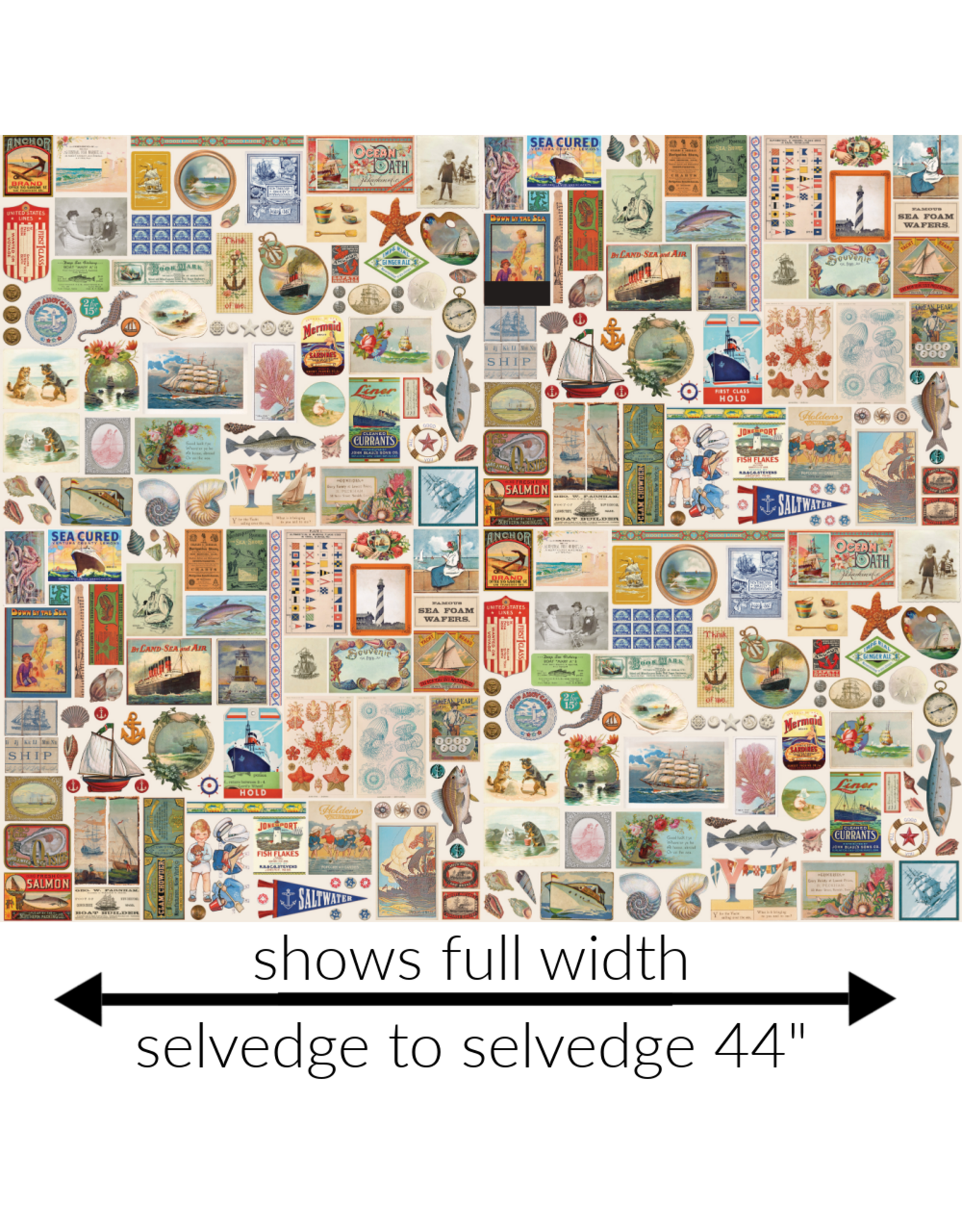 Moda Saltwater, Flat Lay Patchwork in Nautical, Fabric Half-Yards