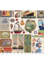 Moda Saltwater, Flat Lay Patchwork in Nautical, Fabric Half-Yards