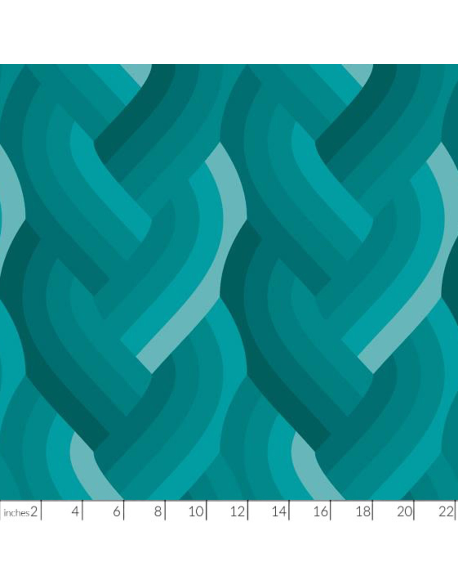 Emily Van Hoff Echo, Braid in Teal, Fabric Half-Yards