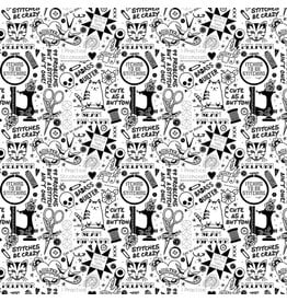 Dear Stella Quilty Helpurrs, Pardon My Puns in White, Fabric Half-Yards