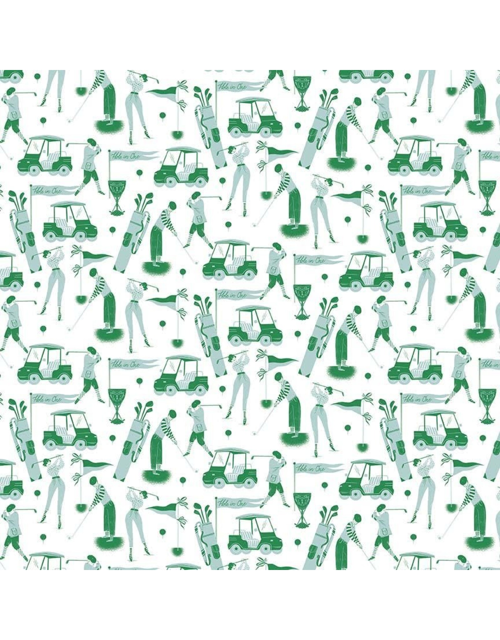 Faye Guanipa Paradise Royal, May the Course Be With You in Green, Fabric Half-Yards