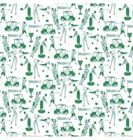 Faye Guanipa Paradise Royal, May the Course Be With You in Green, Fabric Half-Yards