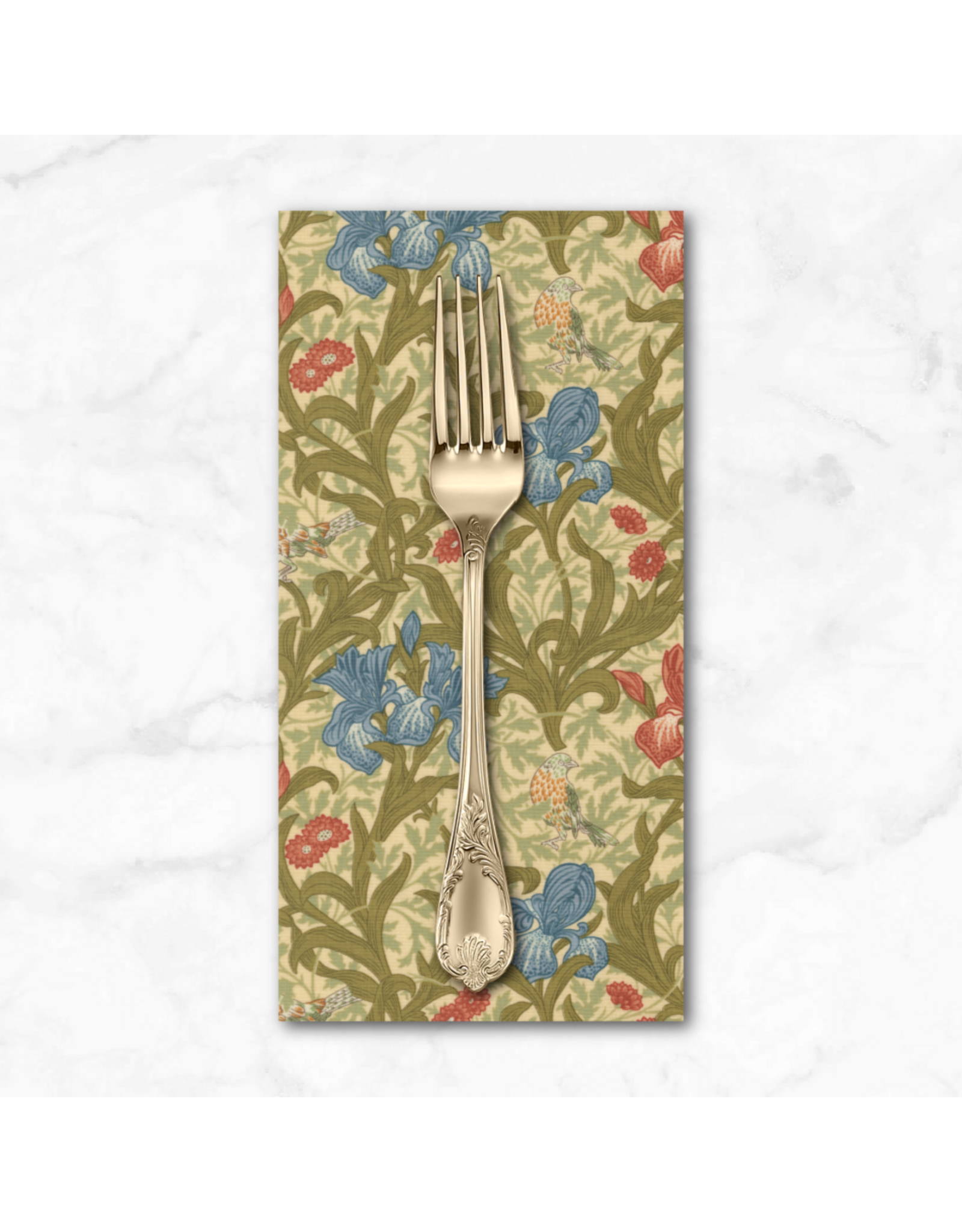 PD's Barbara Brackman Collection Morris Muse, Iris in Parchment, Dinner Napkin