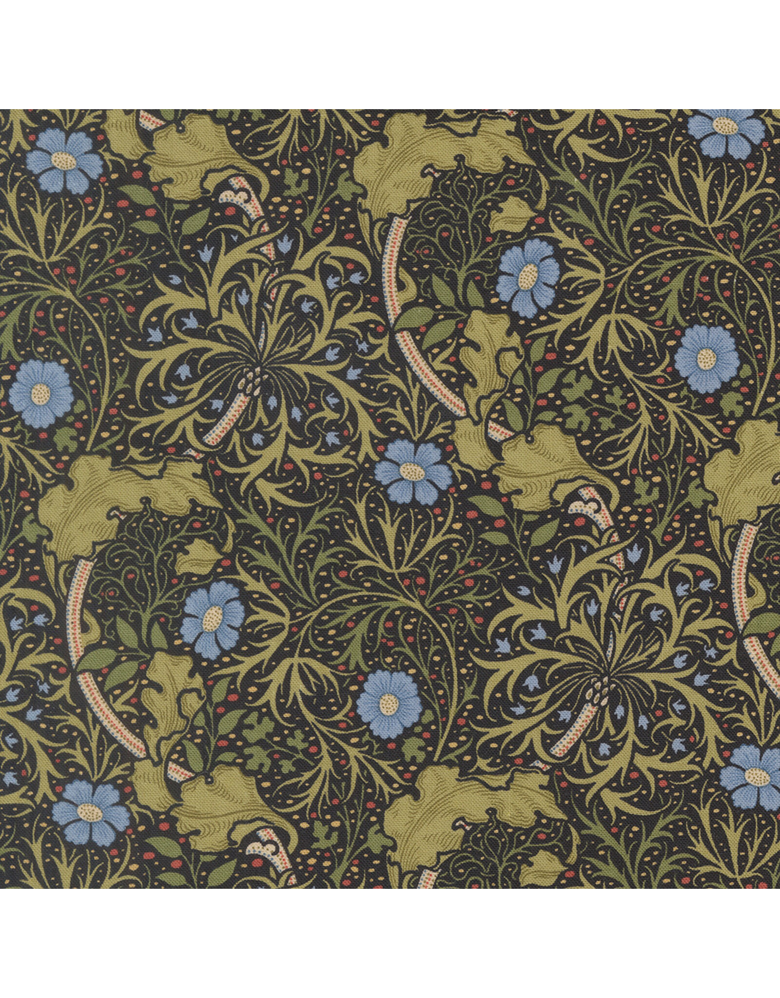 Barbara Brackman Morris Muse, Seaweed in Ebony, Fabric Half-Yards