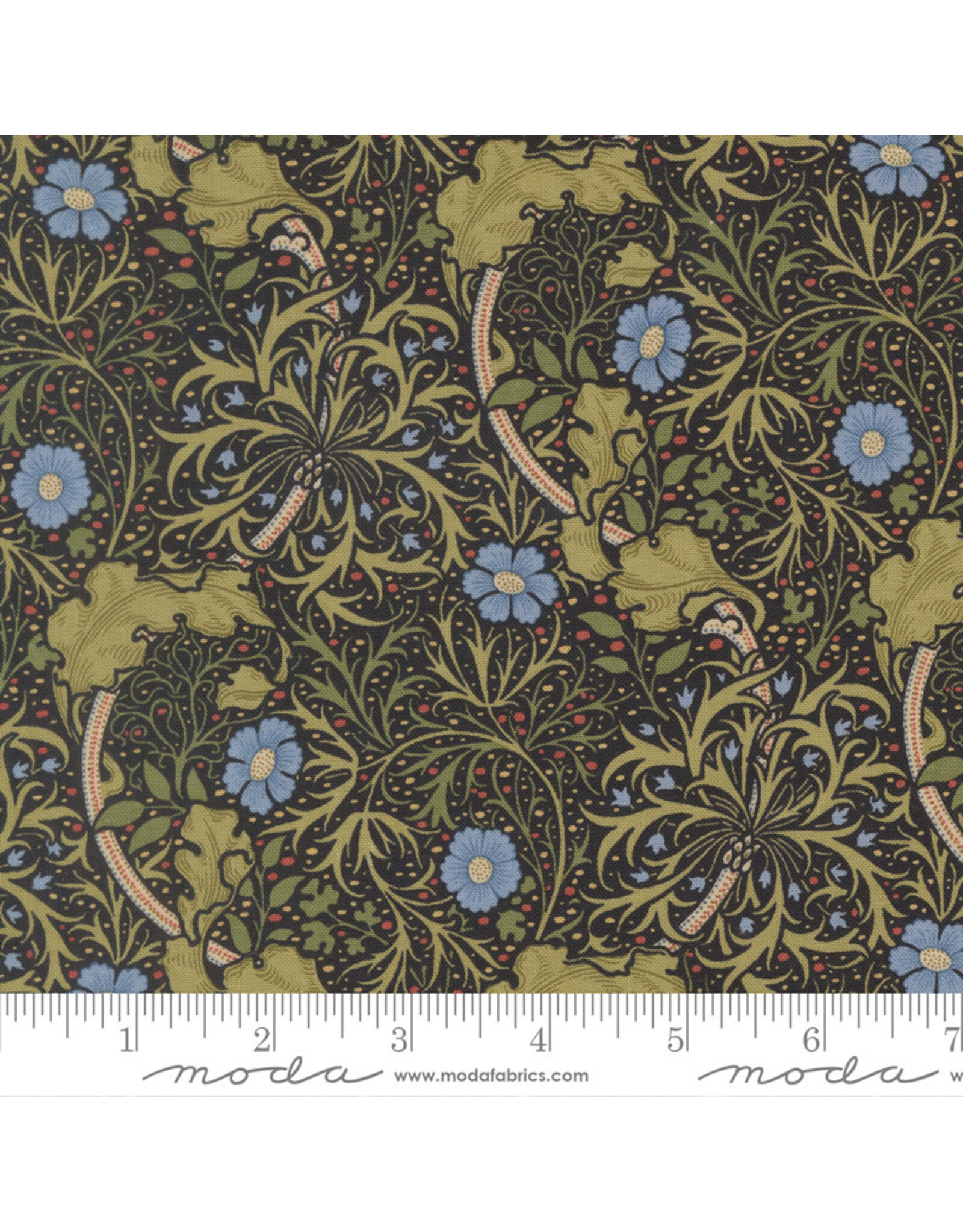Barbara Brackman Morris Muse, Seaweed in Ebony, Fabric Half-Yards