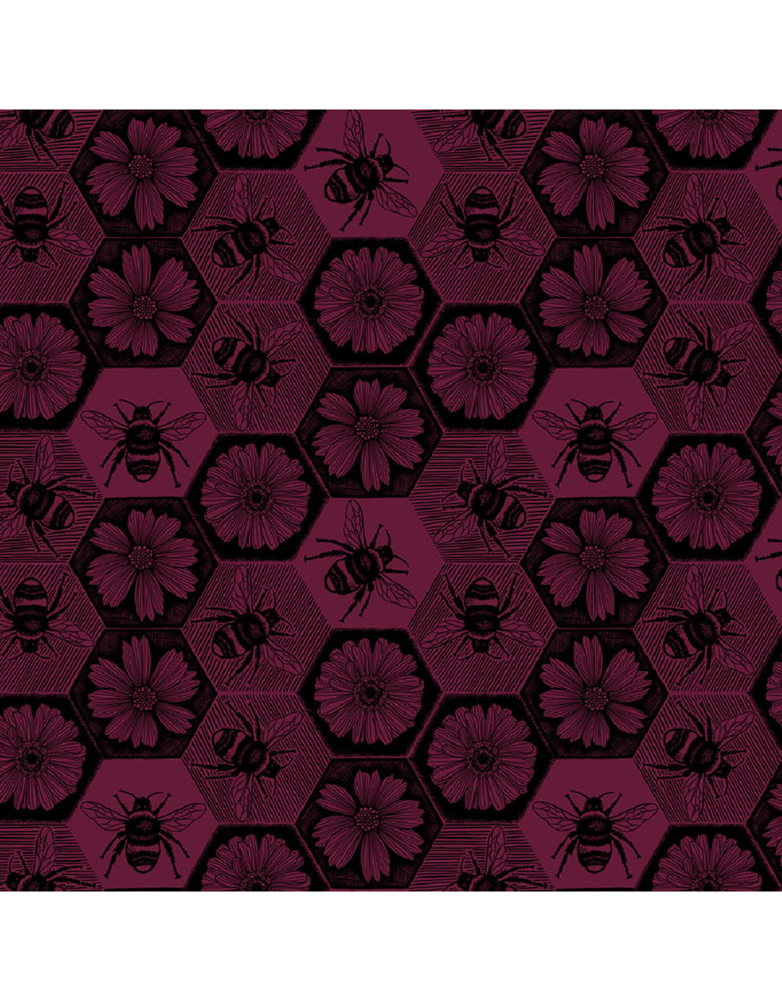 Anna Maria Indelible Ink, Busy in Mulberry, Fabric Half-Yards