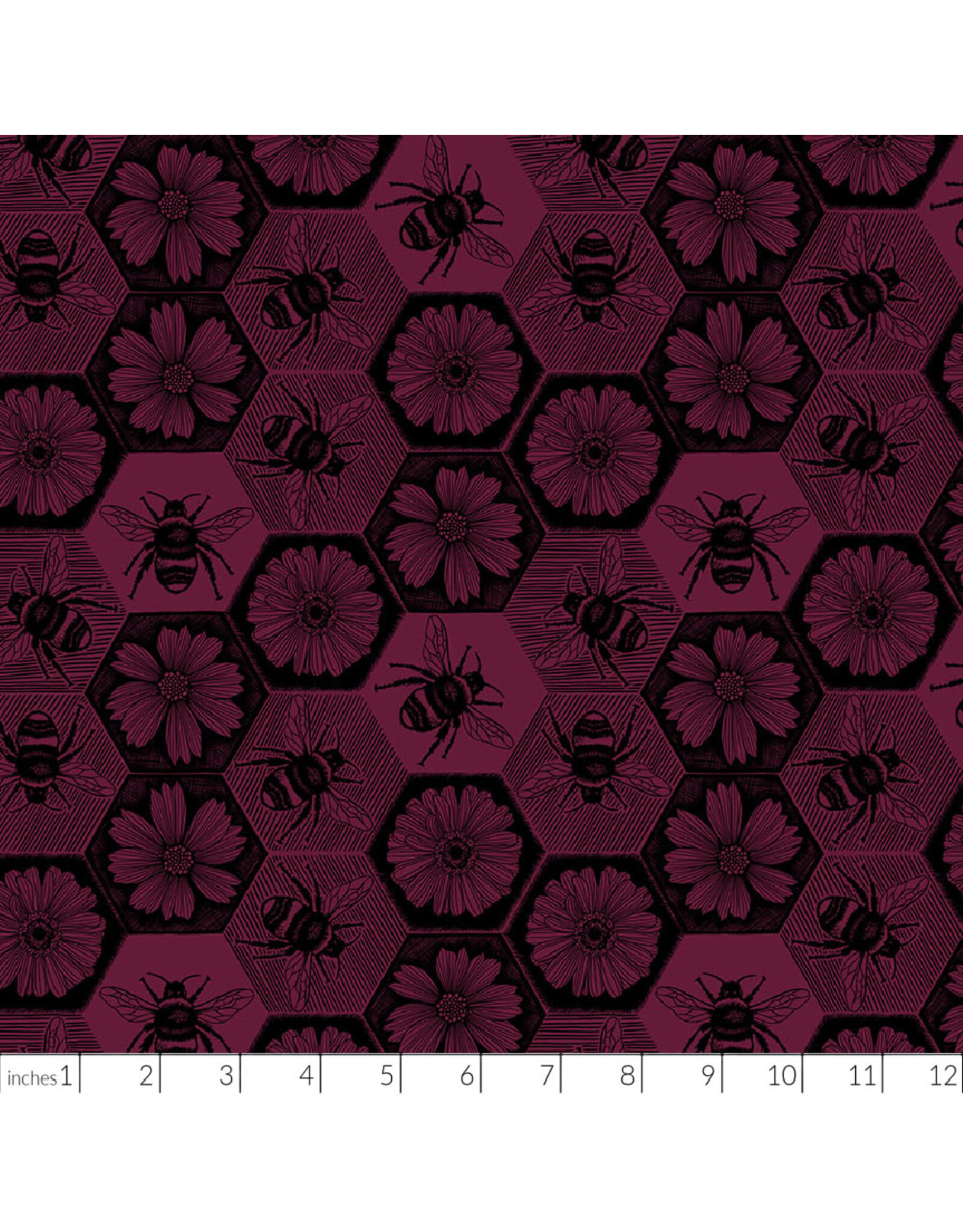 Anna Maria Indelible Ink, Busy in Mulberry, Fabric Half-Yards