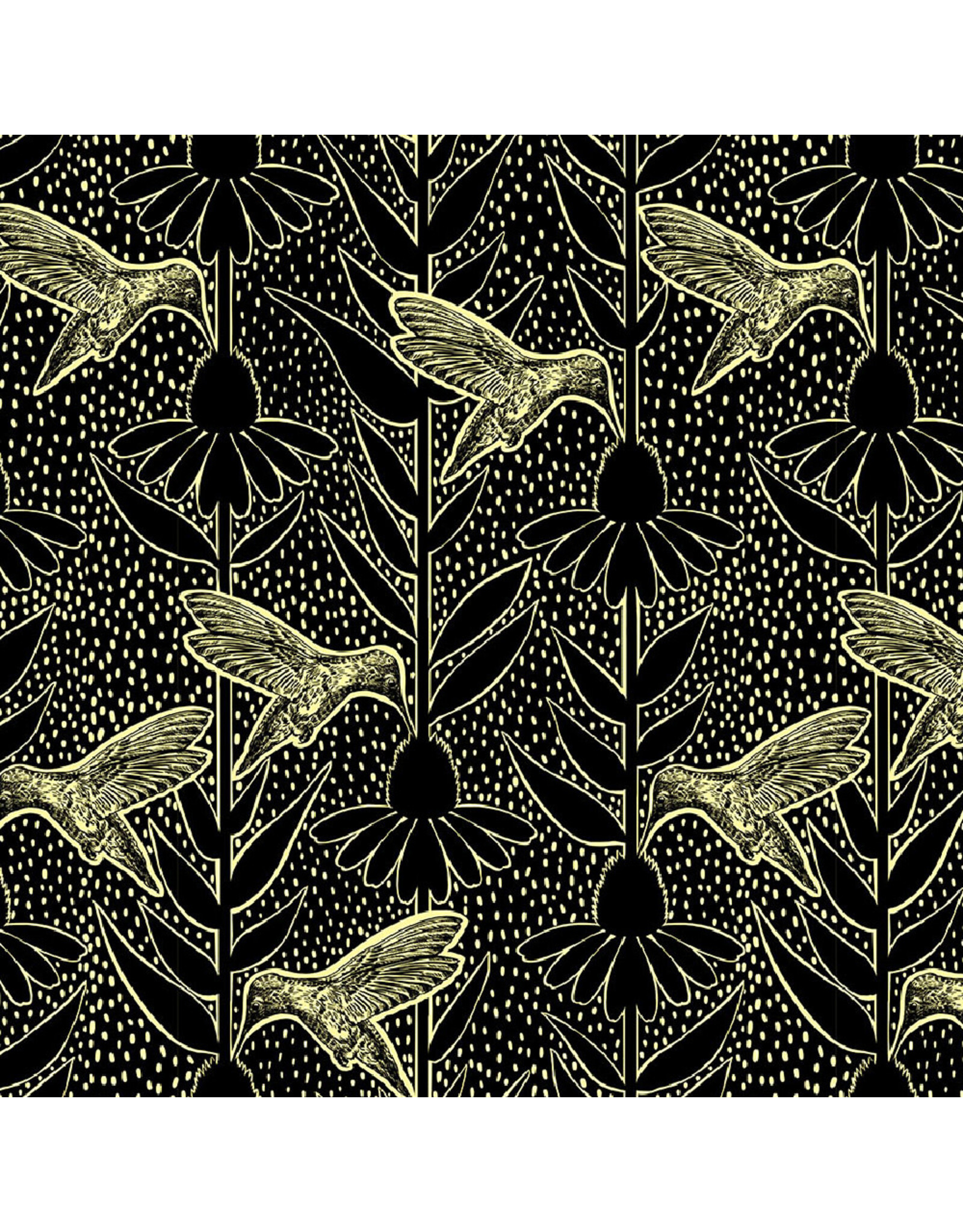 Anna Maria Indelible Ink, Humming in Black, Fabric Half-Yards